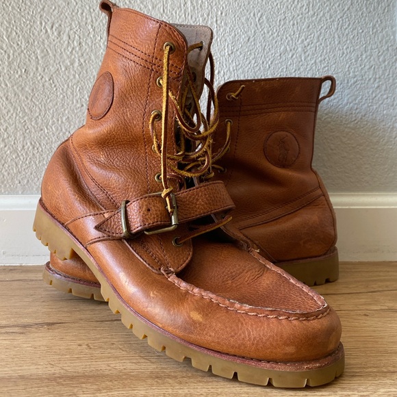 Polo Ralph Lauren Men’s Brown Leather Lace-Up Ankle Boots Size 11D Work Boot - Picture 1 of 5